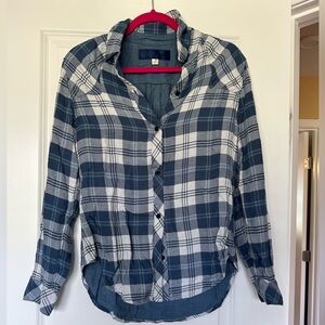Navy and White Double-Layered Flannel. Size medium.